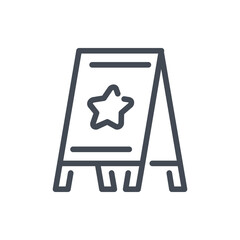 Rating and evaluation of street portable stand advertising line icon. Outdoor advertisement with rank star vector outline sign.