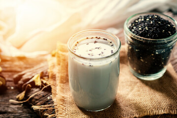 Soy milk mix black sesame with  black sesame seeds dry