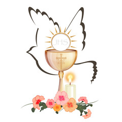 illustration of chalice and dove background Baptism and communion