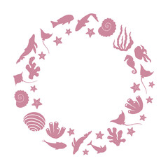 Creative circular frame, minimalist round composition, .elegant figures