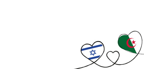 Drei Herzen mit der Fahne von Israel und Algerien