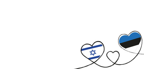 Drei Herzen mit der Fahne von Israel und Estland