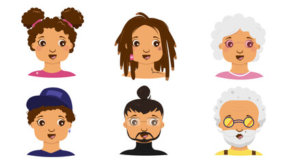 set of cartoon people faces