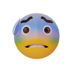 Fototapeta premium illustration 3d emoji afraid face with eyes