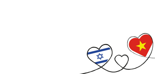 Drei Herzen mit der Fahne von Israel und Vietnam