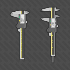 Digital Vernier Caliper black silver color vector illustration