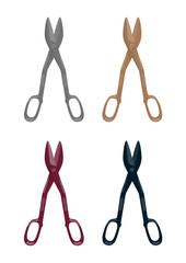 sheet metal cutting shears 4 color of silver vector illustration