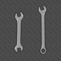 wrench or spanner silver metal vector illustration