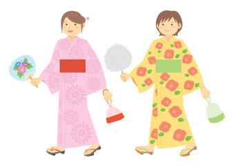 浴衣_女性_イラスト_1