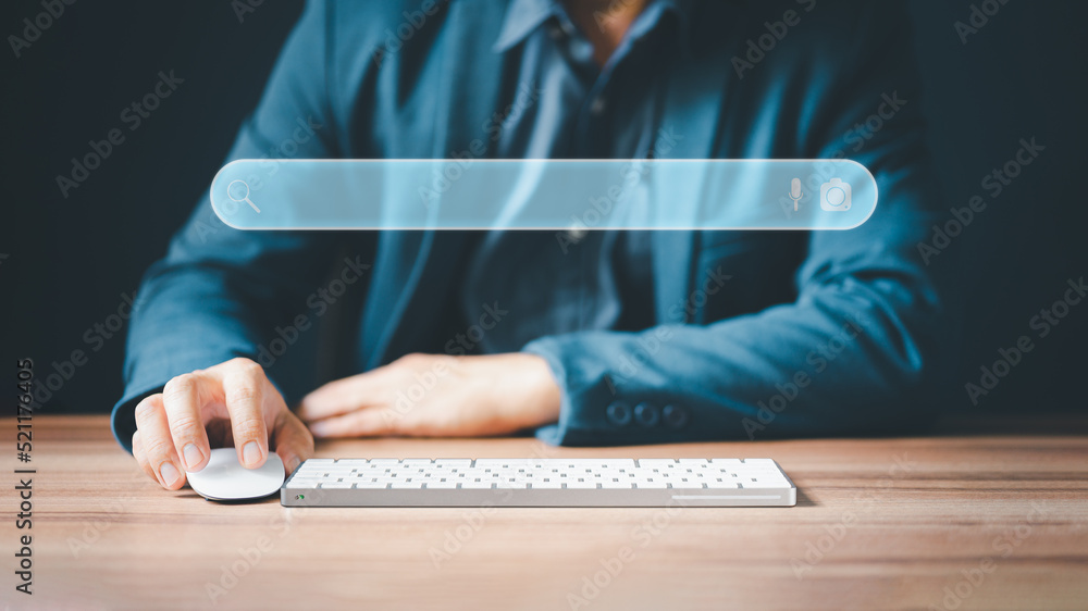Leinwandbilder Businessman's hands are using a computer keyboard to searching for information. Business concept for Using search with your website.