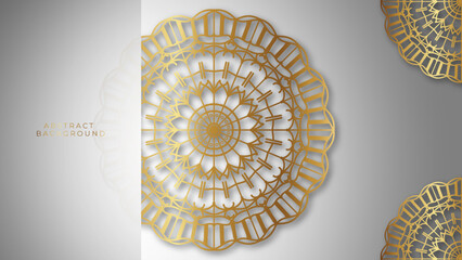Luxury mandala white background with golden arabesque pattern arabic islamic east style.decorative mandala for print, poster, cover, brochure, flyer, banner.