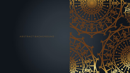 Luxury mandala black background with golden arabesque pattern arabic islamic east style.decorative mandala for print, poster, cover, brochure, flyer, banner.