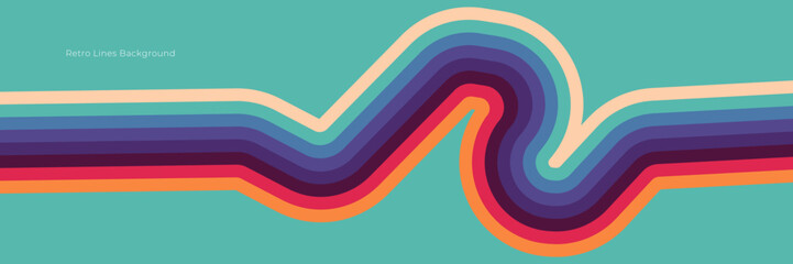Abstract 1970's background design in simple retro style with stripes. Vector illustration.