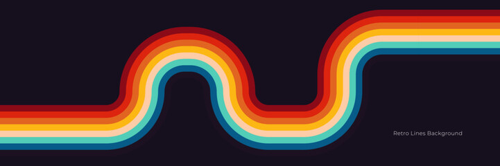 Abstract 1970's background design in simple retro style with stripes. Vector illustration.