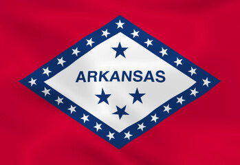Fototapeta premium Illustration waving state Flag of Arkansas