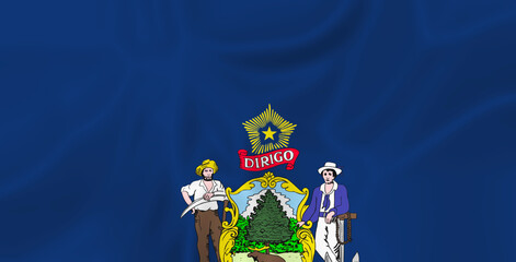 Illustration waving state Flag of Maine