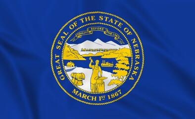 Illustration waving state Flag of Nebraska