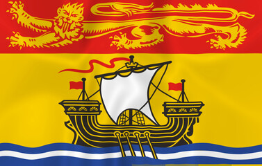 Illustration waving state Flag of New Brunswick