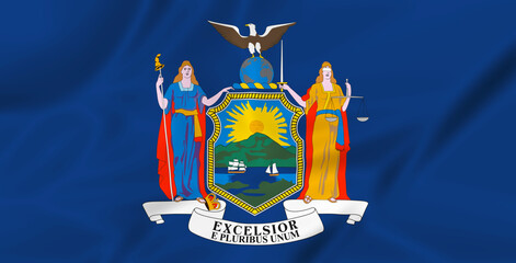 Illustration waving state Flag of New York