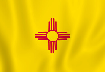 Illustration waving state Flag of New Mexico