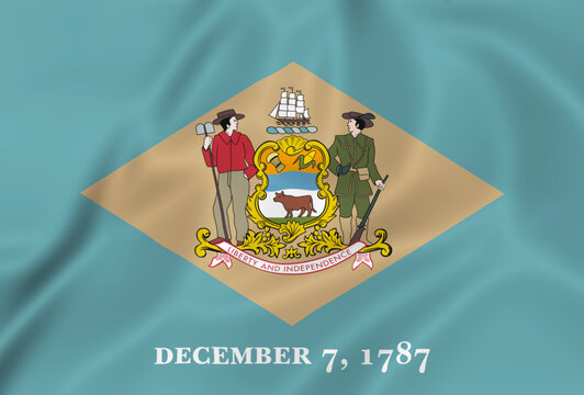 Illustration waving state Flag of Delaware