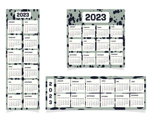 Year 2023 Monthly calendar templates on decorative background Week starts on Sunday Vector illustration Isolated on white background