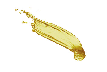 Natural organic cooking oil splashing on white background