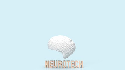 The white brain and wood text neueotech for sci or medical concept 3d rendering