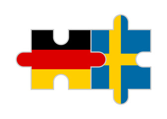 unity concept. puzzle pieces of german and swedish flags. vector illustration isolated on white background