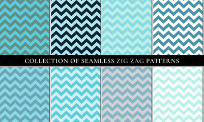 Blue Set of seamless zigzag chevron pattern