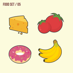 Food vector icons on white background.