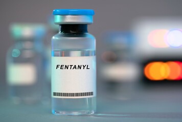 Fentanyl medical bottle fentanyl is opioid used as pain medication and for anesthesia drug.