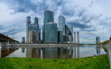 Fototapeta na wymiar Skyscrapers of Moscow city - Moscow International Business Center in downtown of Moscow.