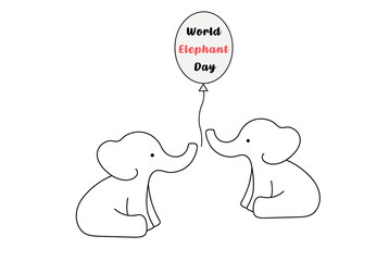 World Elephant Day Illustration. Happy World Elephant Day. August 12th. Elephant Hand Drawn. Vector illustration. Perfect for banner, wallpaper, flyer, brochures, poster, background, campaign, ads.