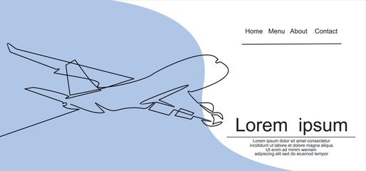 One line illustration. Traveling concept. line plane. 