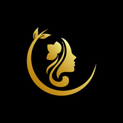 Obraz na płótnie Canvas woman beauty hair salon gold gradient logo design