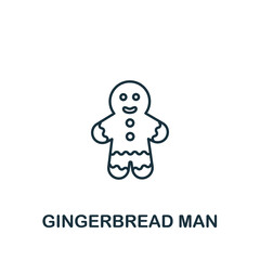 Gingerbread Man icon. Monochrome simple icon for templates, web design and infographics