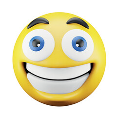 Smiling emoji face 3d rendering isometric icon.