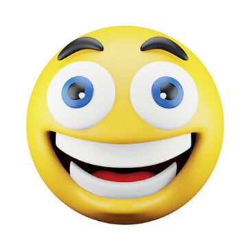 Laugh emoji face 3d rendering isometric icon.
