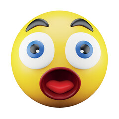 Astonished emoji face 3d rendering isometric icon.