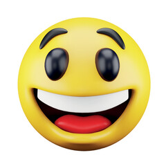Smiling emoji face 3d rendering isometric icon.