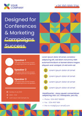 Geometric Style Conference Flyer or brochures in A4 Size, Professional, and Modern