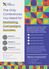 Geometric Style Conference Flyer or brochures in A4 Size, Professional, and Modern