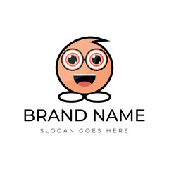 Round head smiling and cute mascot logo design