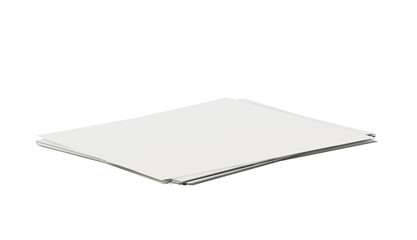 Mockup of disorderly stack of paper sheets isolated on a white background. 3d illustration