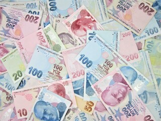   Turkish banknotes. Turkish Lira TRY or TL 