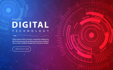 Obraz premium Digital technology banner red blue background concept, technology light purple effect, abstract tech, innovation future data, internet network, Ai big data, lines dots connection, illustration vector