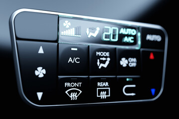 Buttons for turning on the car air conditioner on the climate control panel, 3D illustration