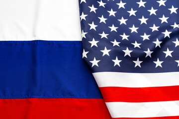 Usa flag and Russia flag top view