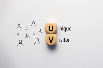 Concept business marketing acronym UV or Unique Visitor